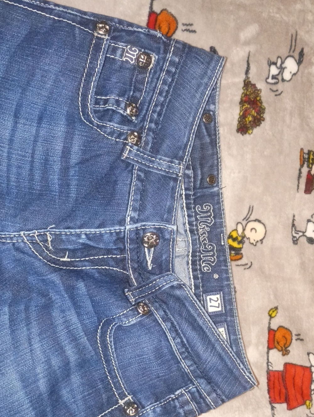 Miss Me Blue Skinny Jeans with Embroidered Waistband